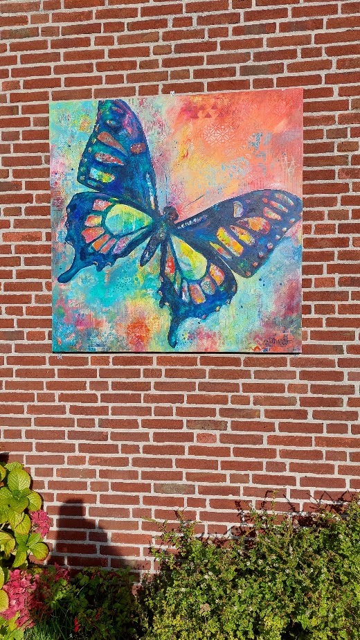 Vlinder buitenschilderij 2